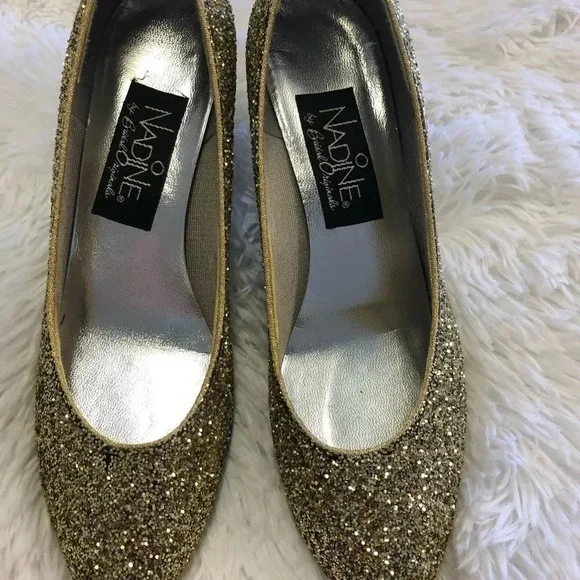 Gold Glitter Heels - Picture 3 of 9